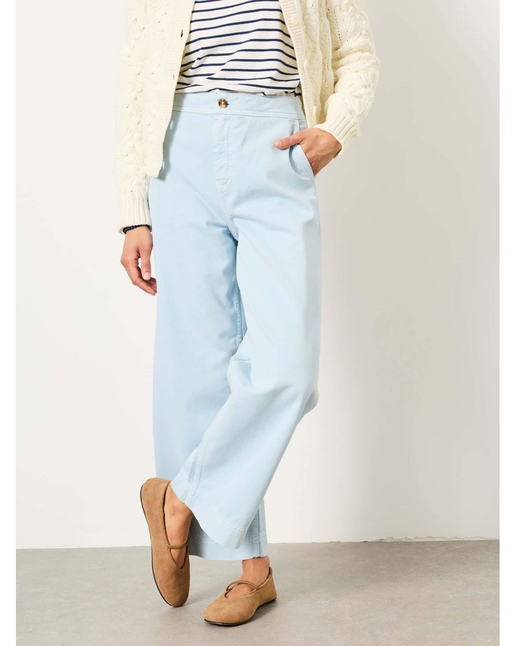 FatFace Blue Fatface Hove Wide Leg Cropped Trousers