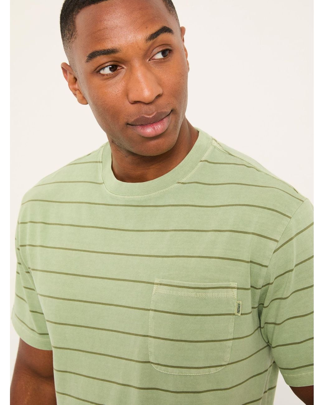 FatFace Green Compton Relaxed Fit Stripe Tshirt for men