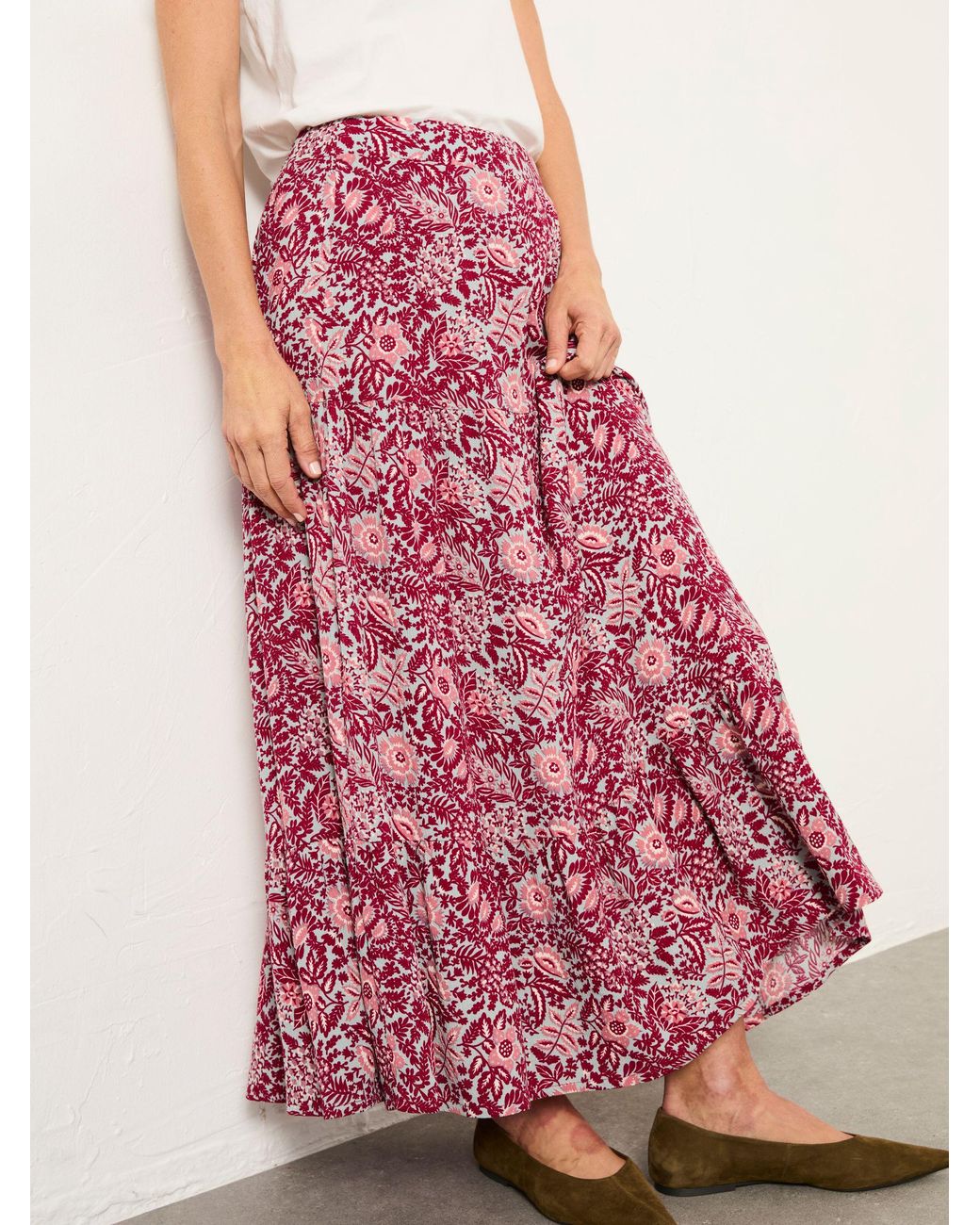 FatFace Red Anika Midi Skirt