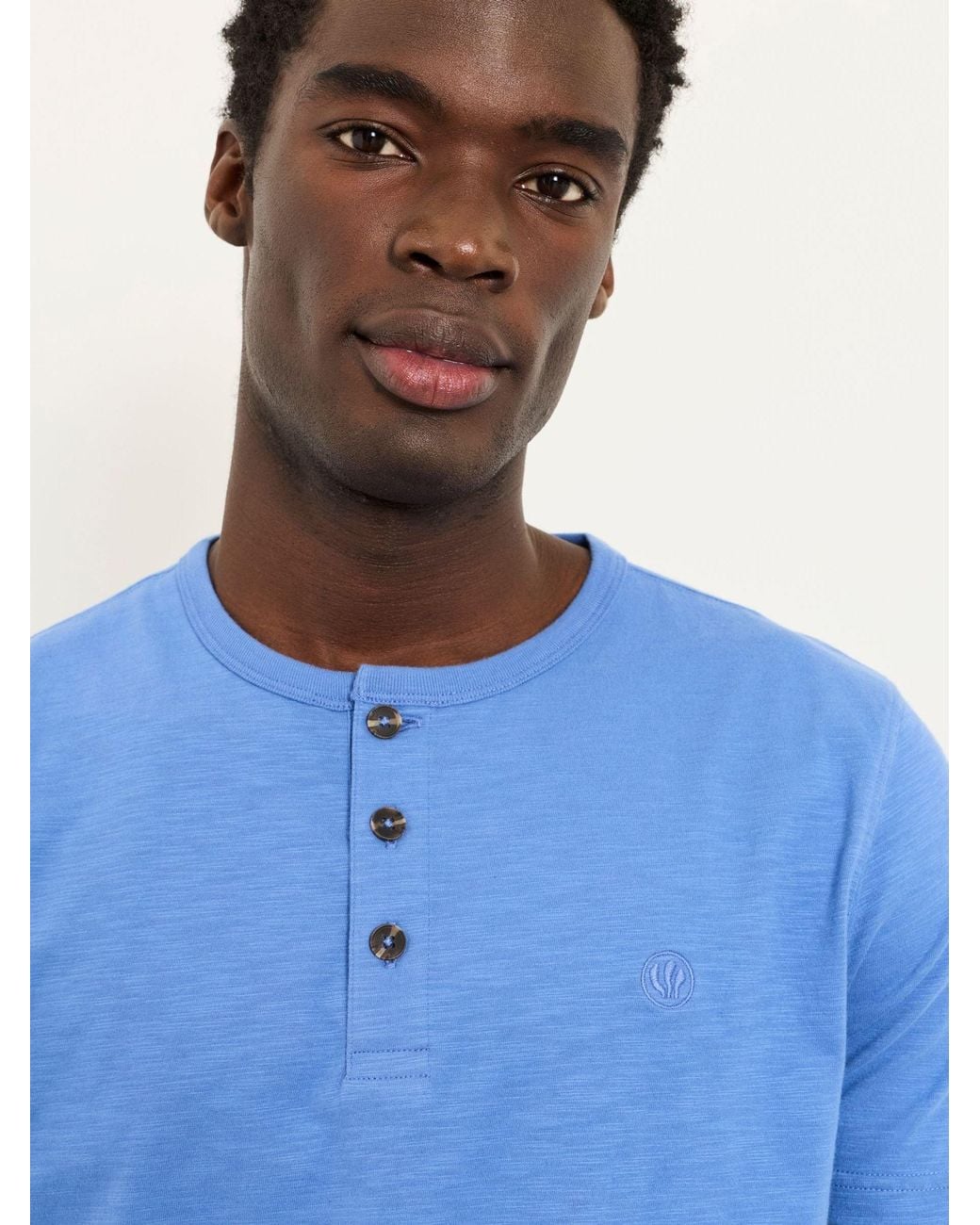 FatFace Blue Short Sleeve Woodside Henley for men