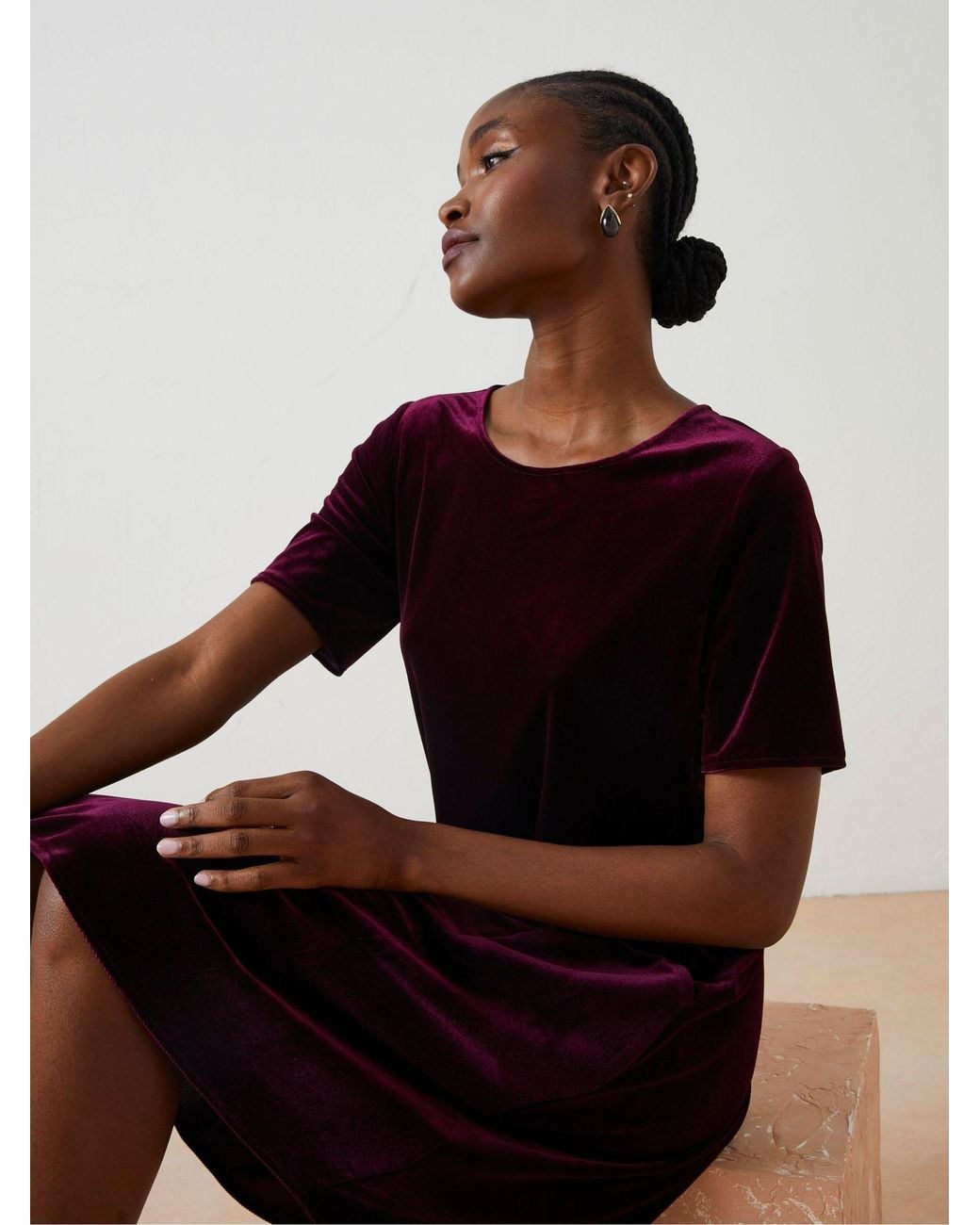 FatFace Purple Simone Velvet Dress