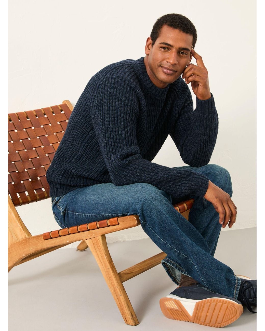 FatFace Blue Fife Knitted Crew Jumper for men