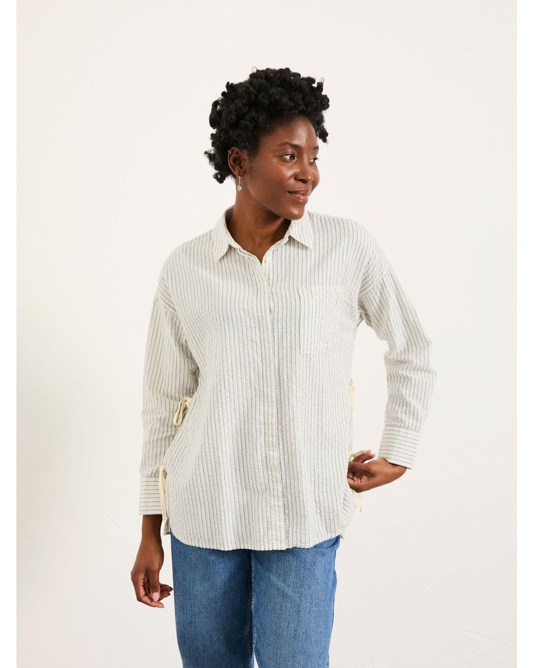 FatFace White Skyla Petite Stripe Shirt