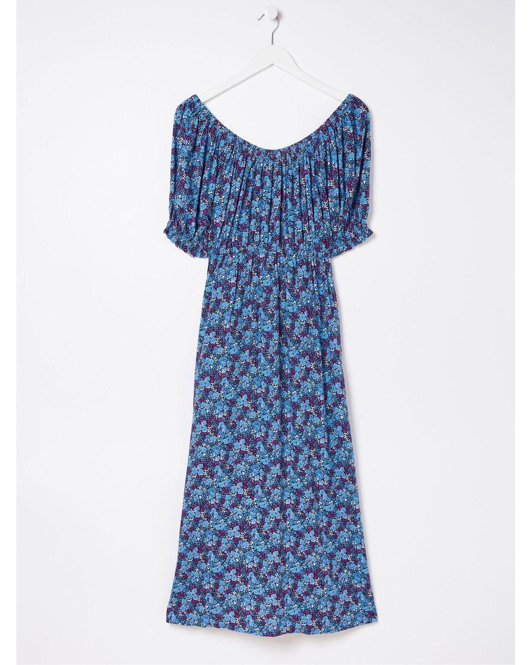 FatFace Blue Ink Floral Midi Dress