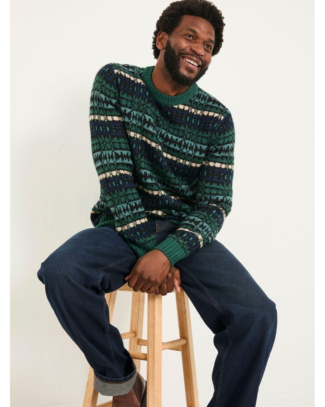 FatFace Blue Blanket Crew Knitted Jumper for men