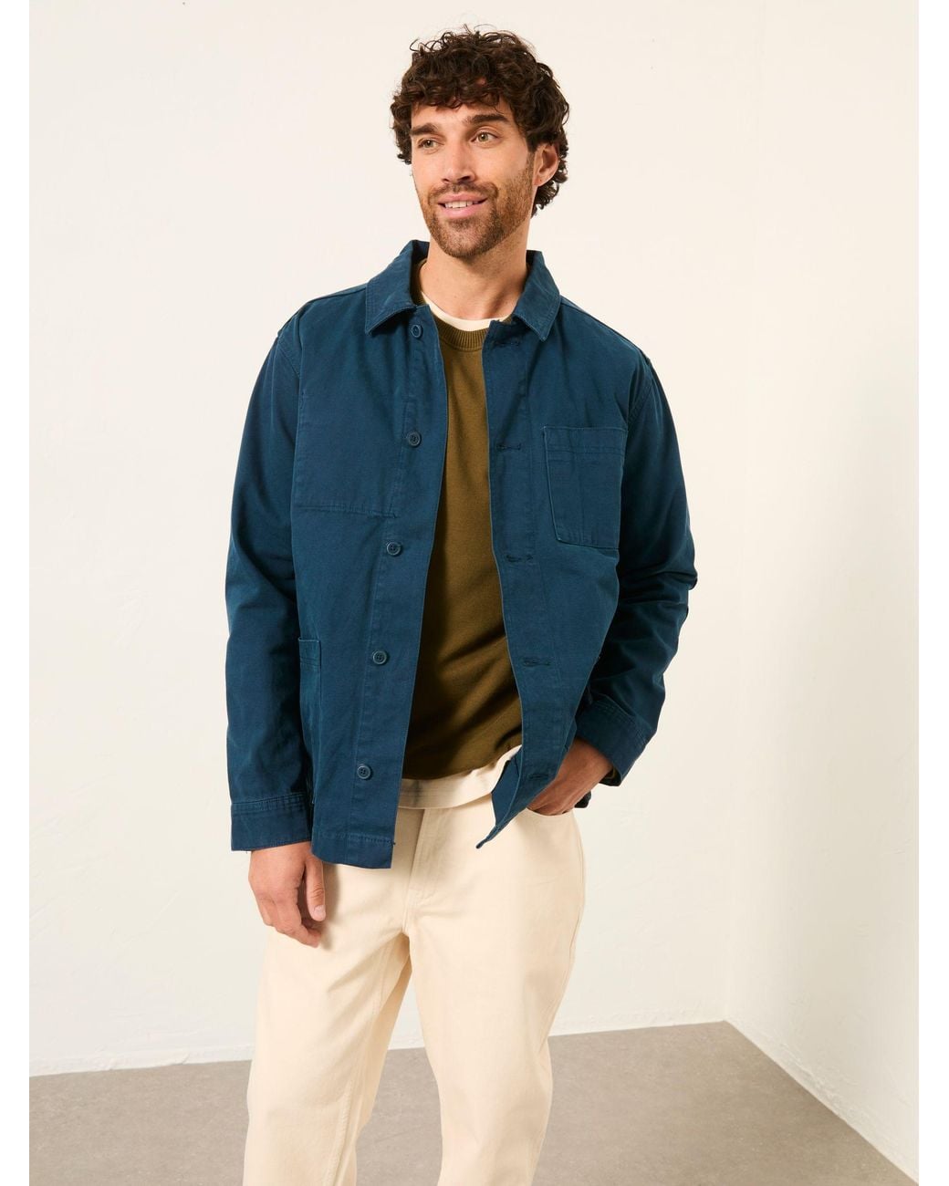 FatFace Blue Canvas Worker Jacket for men
