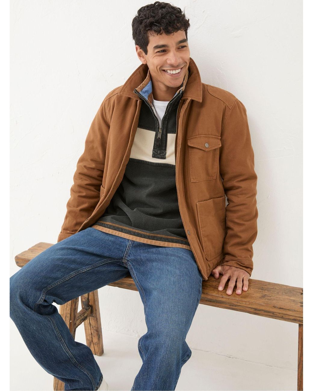 FatFace Blue Brandon Canvas Jacket for men