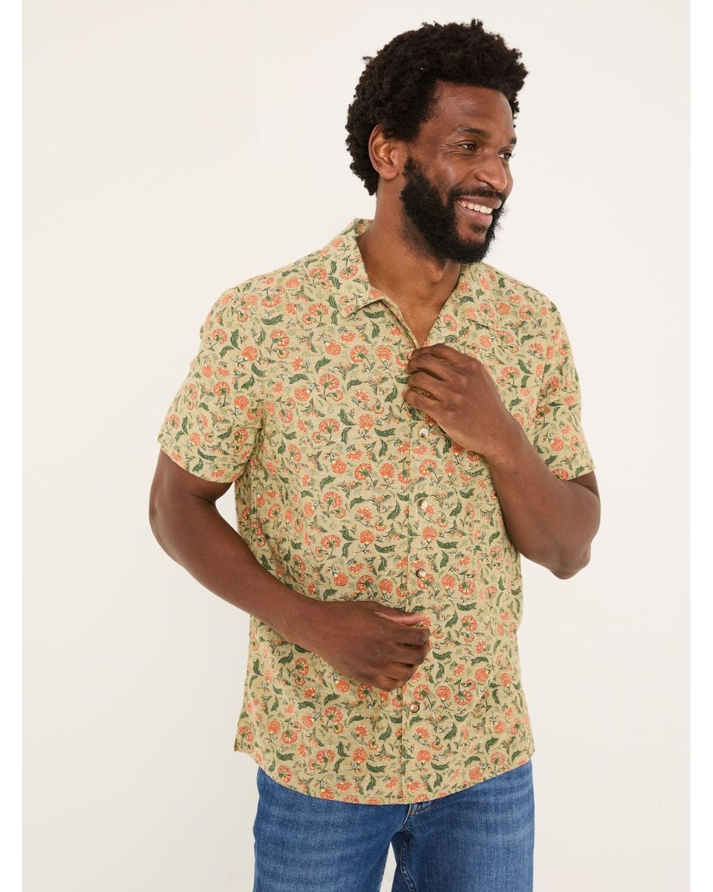 FatFace Brown Short Sleeve Bloom Print Shirt for men