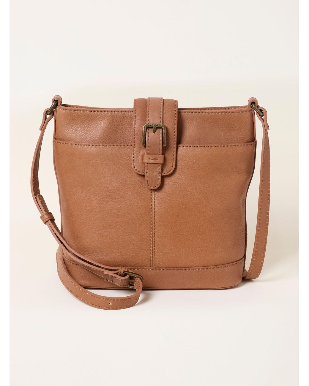 FatFace Blue Leather Bucket Bag