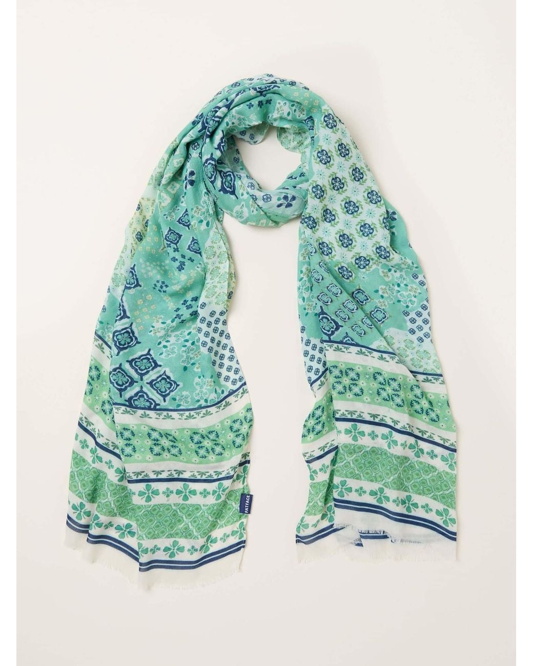 FatFace Green Fatface Patchwork Printed Lightweight Scarf