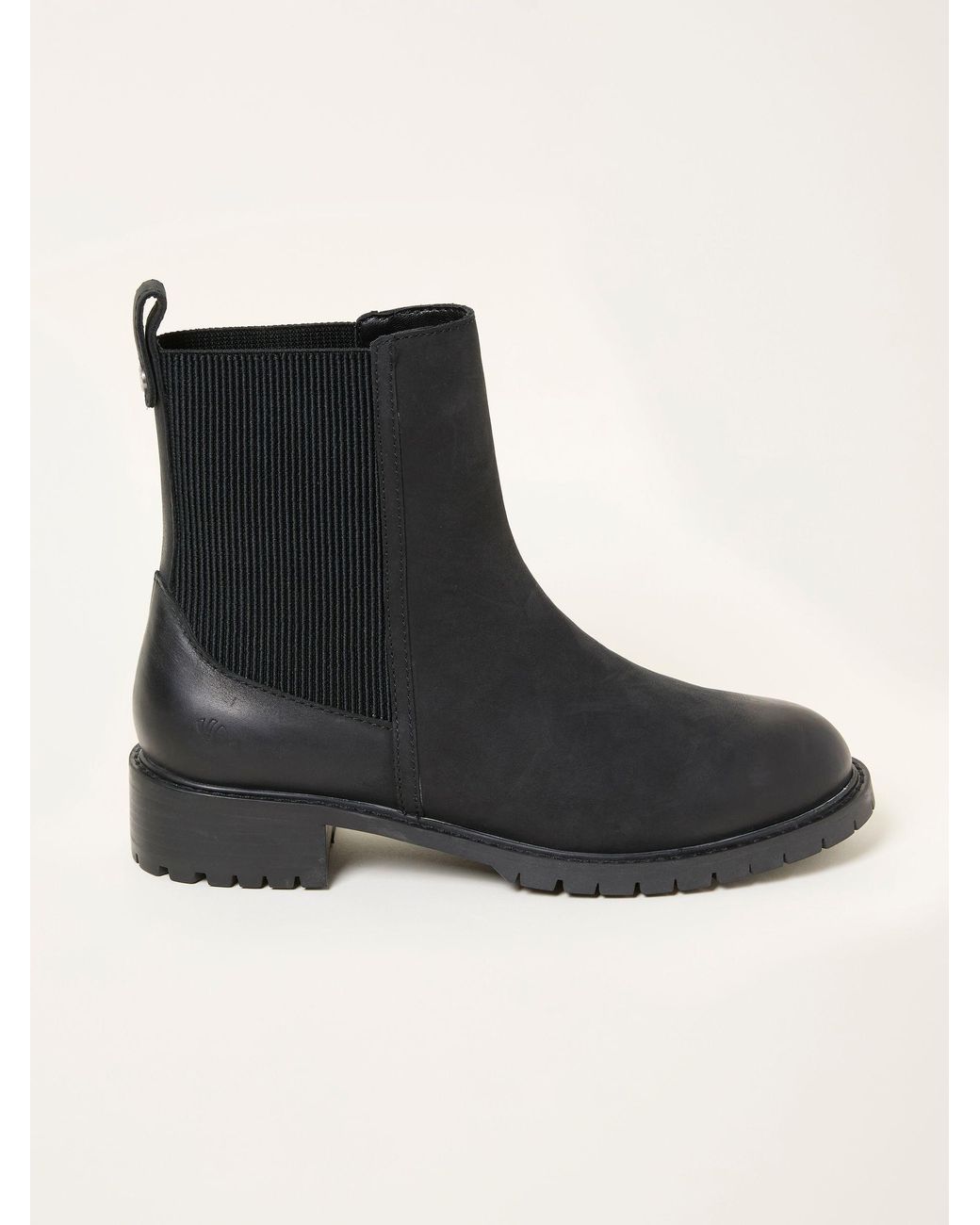 FatFace Black Fatface Evelyn Standard/Wide Fit Leather Chelsea Ankle Boots