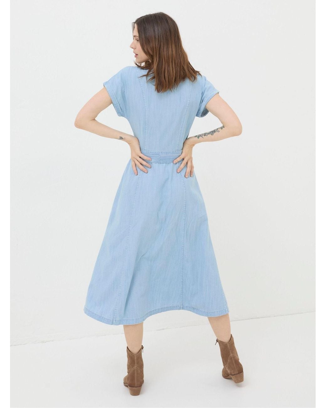 FatFace Blue Odette Denim Midi Dress
