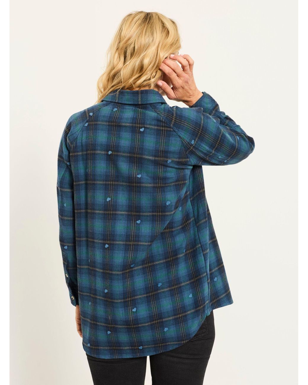 FatFace Blue Petite Bessie Embroidered Check Shirt