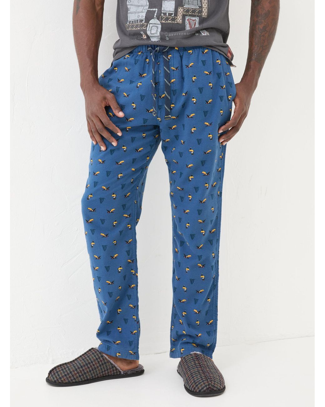 FatFace Blue Guinness Print Pyjama Bottoms for men