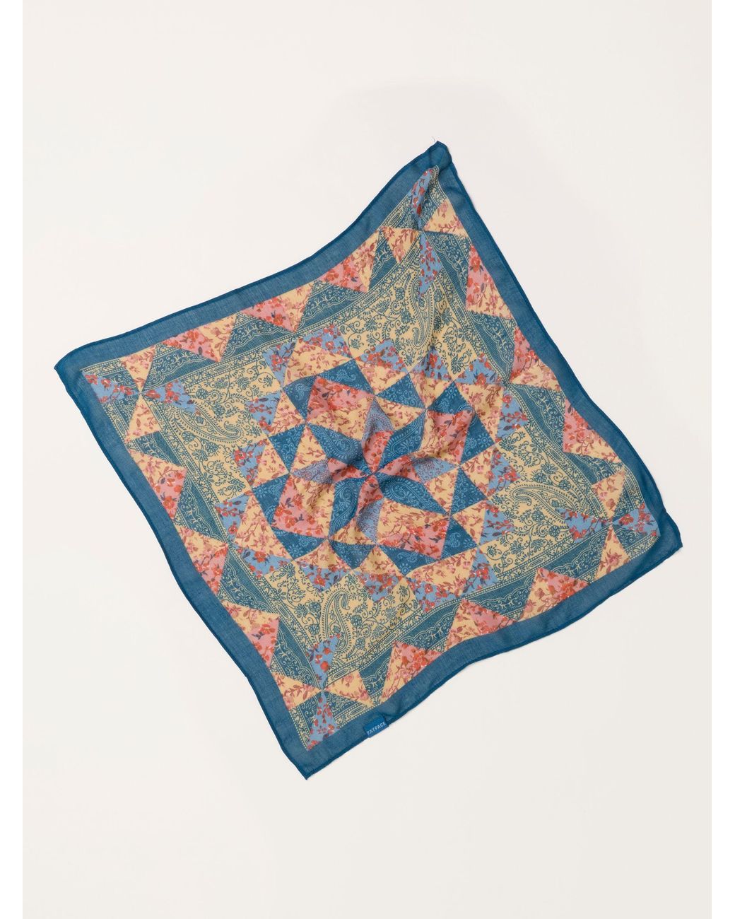 FatFace Blue Patchwork Printed Square Scarf