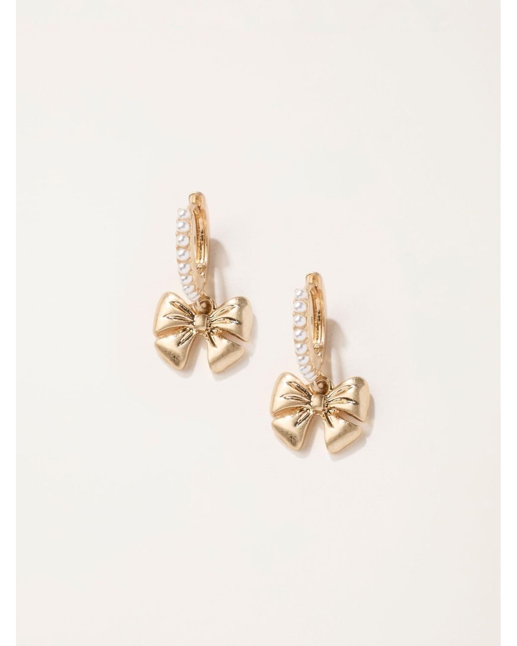 FatFace Natural Fatface V & A Fatface Tone Bow Earrings