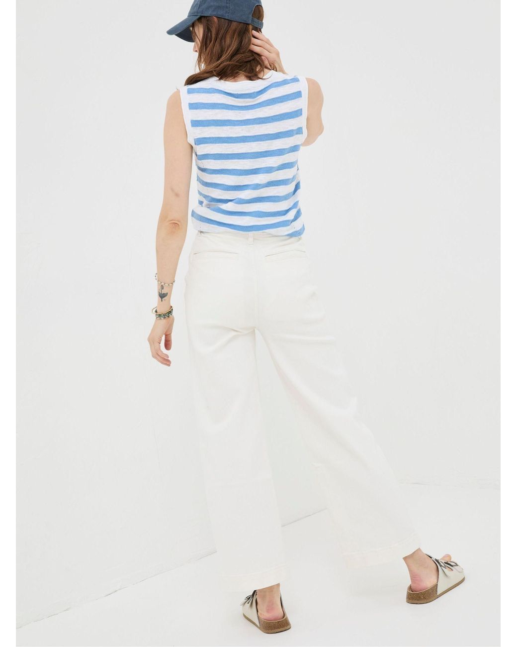 FatFace White Keswick Wide Leg Cropped Jeans