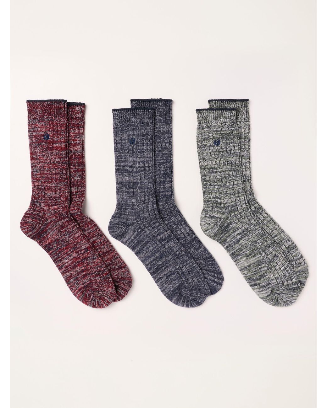 FatFace Purple Fatface 3 Pack/ Boot Socks for men