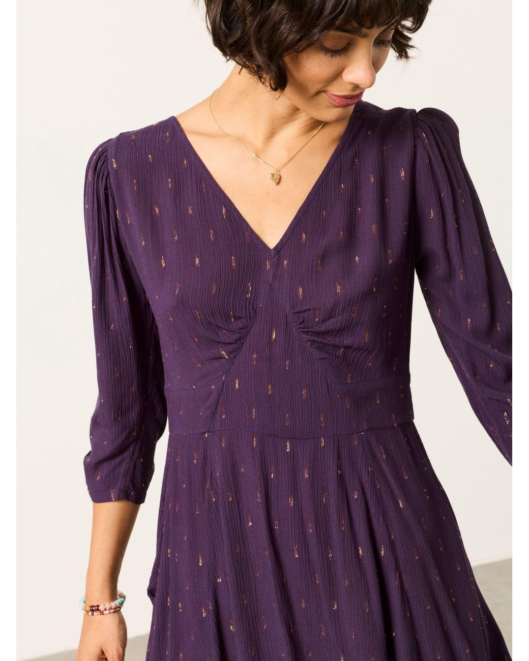 FatFace Purple Anya Spot Dress