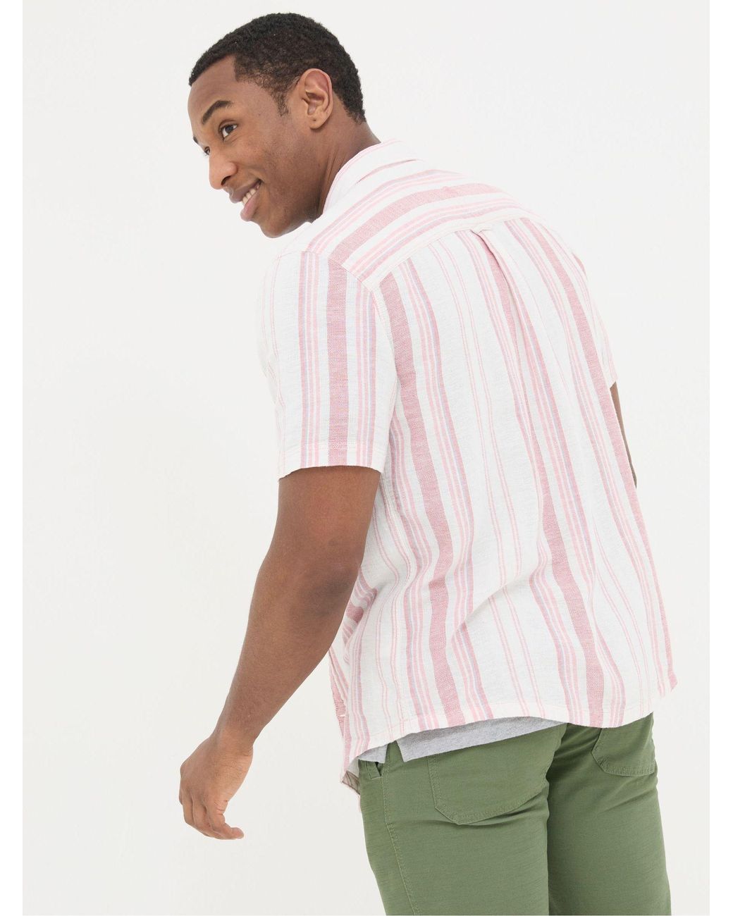 FatFace Green Short Sleeve Danby Stripe Shirt for men