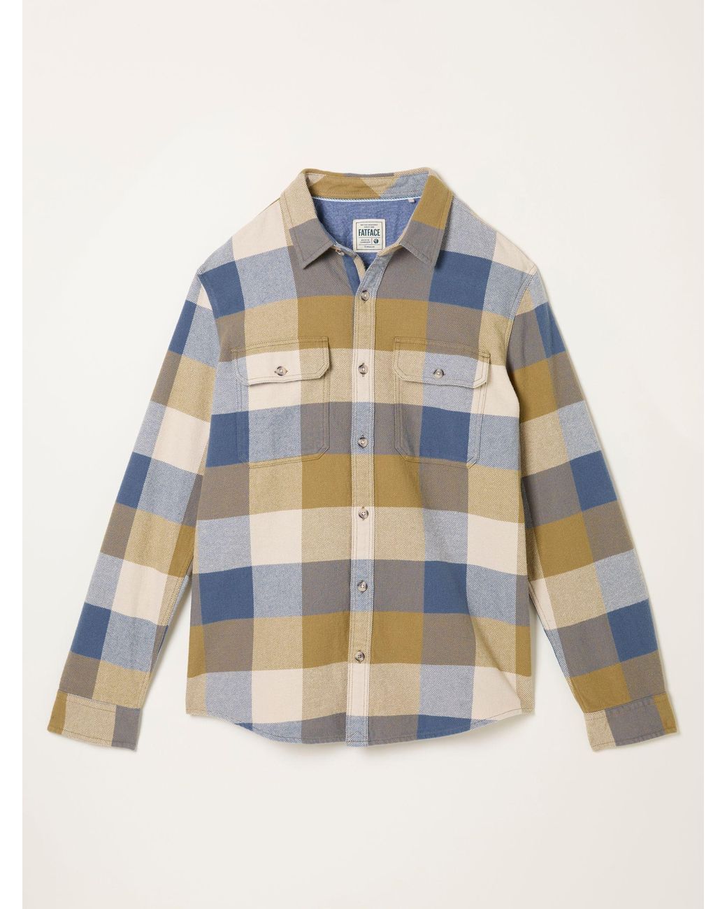 FatFace White Dardy Long Sleeve Buffalo Check Shirt for men