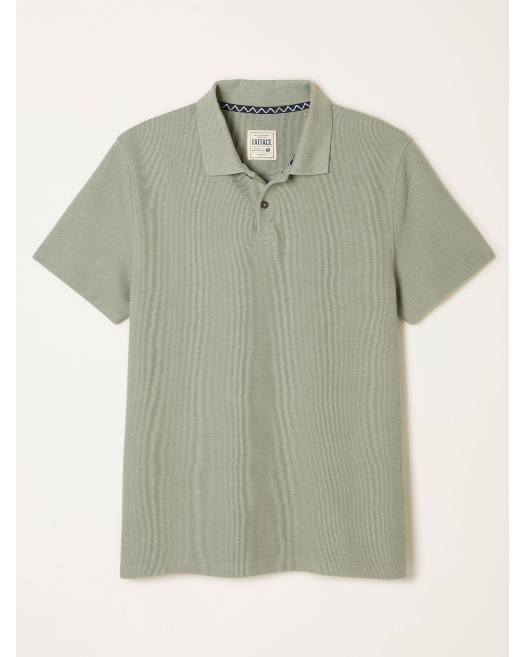 FatFace Natural Ayr Short Sleeve Ribbed Polo for men