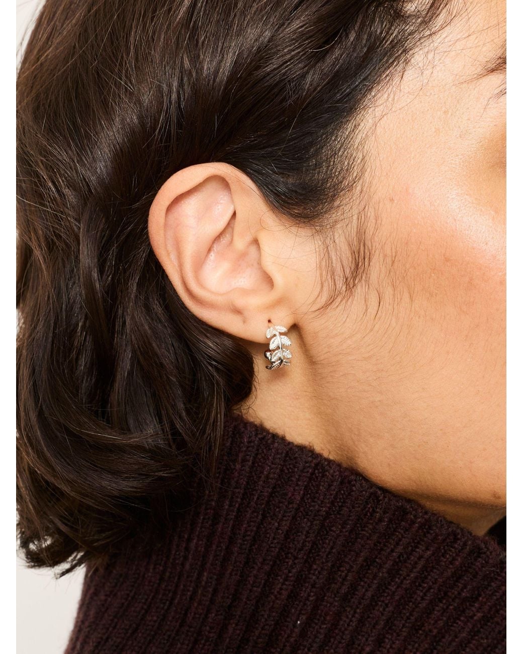 FatFace Natural Leaf Hoop Earrings