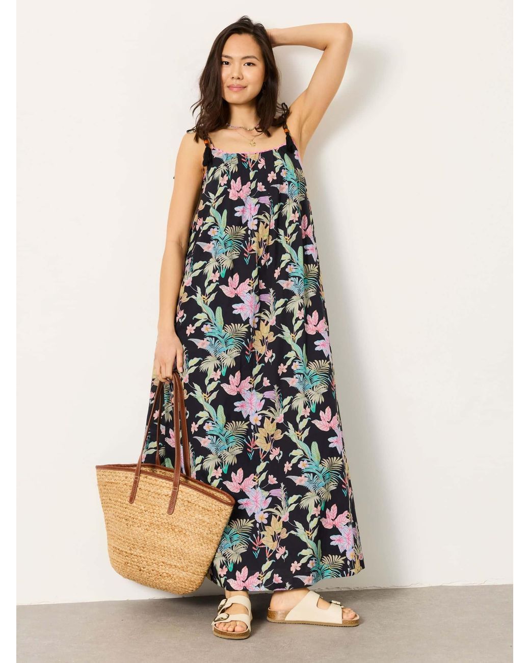 FatFace Multicolor Bea Petite Tassel Tie Strap Maxi Dress