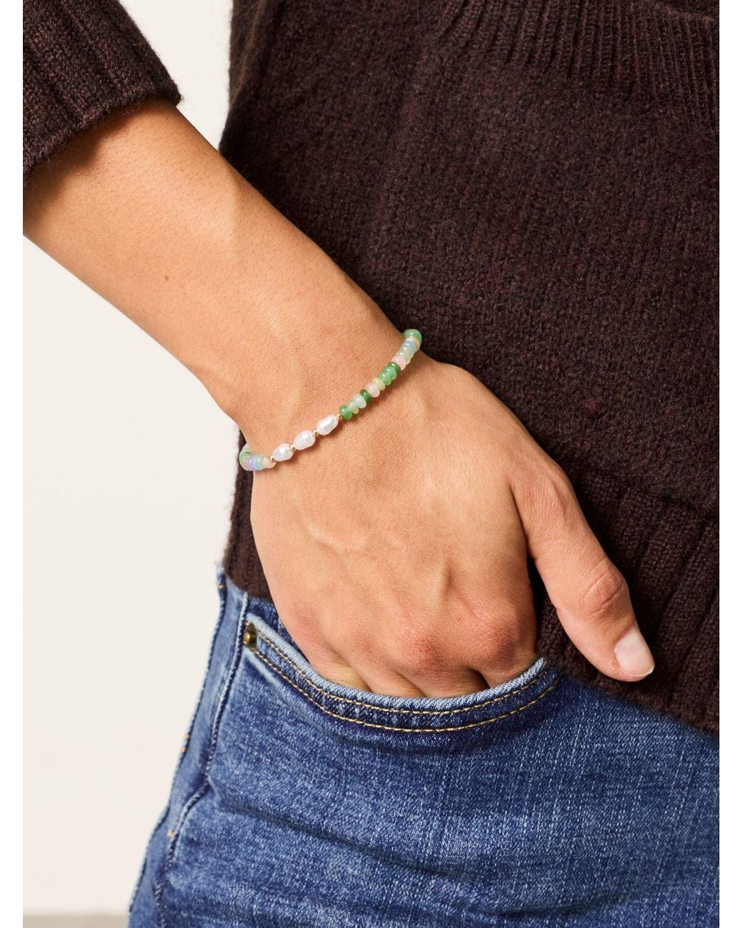 FatFace Blue Fatface Multi Colour Adjustable Stone Bracelet