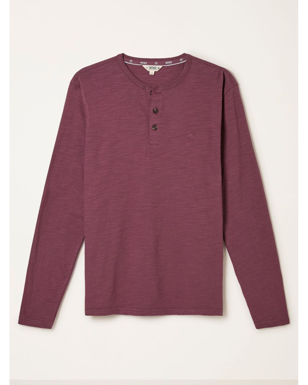 FatFace Red Henley Long Sleeve Woodside Slub for men