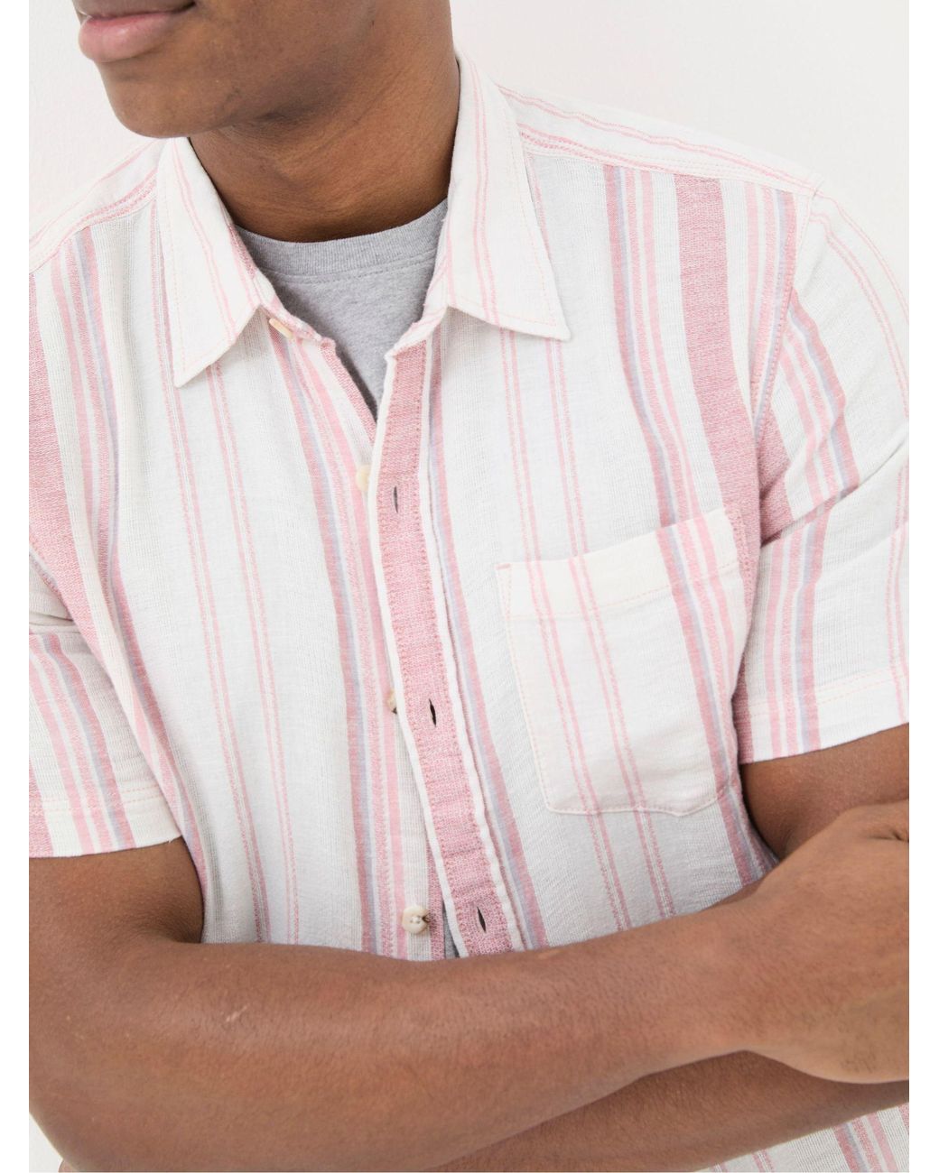 FatFace Green Short Sleeve Danby Stripe Shirt for men