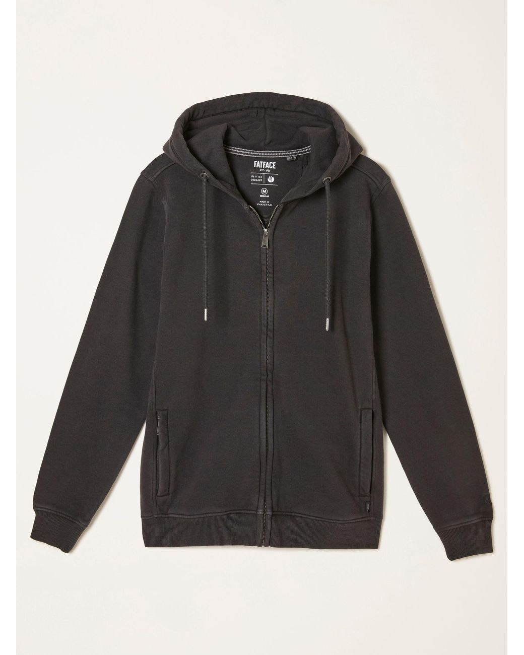 FatFace Black Brooke Zip Through Hoodie for men