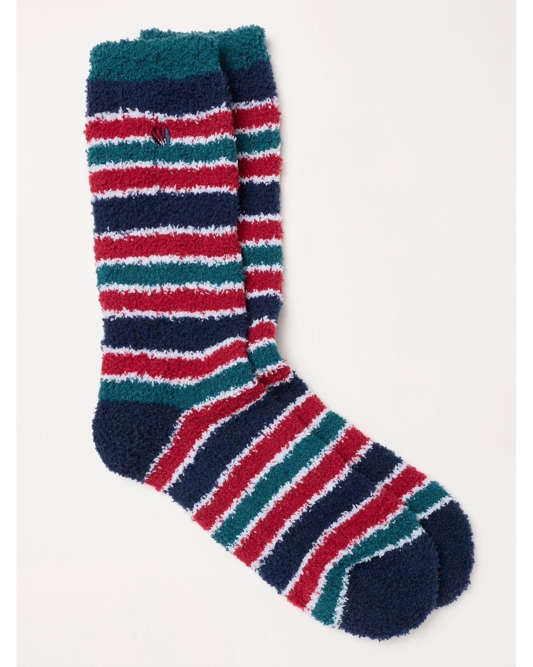 FatFace Blue Fatface Fluffy Striped Socks for men