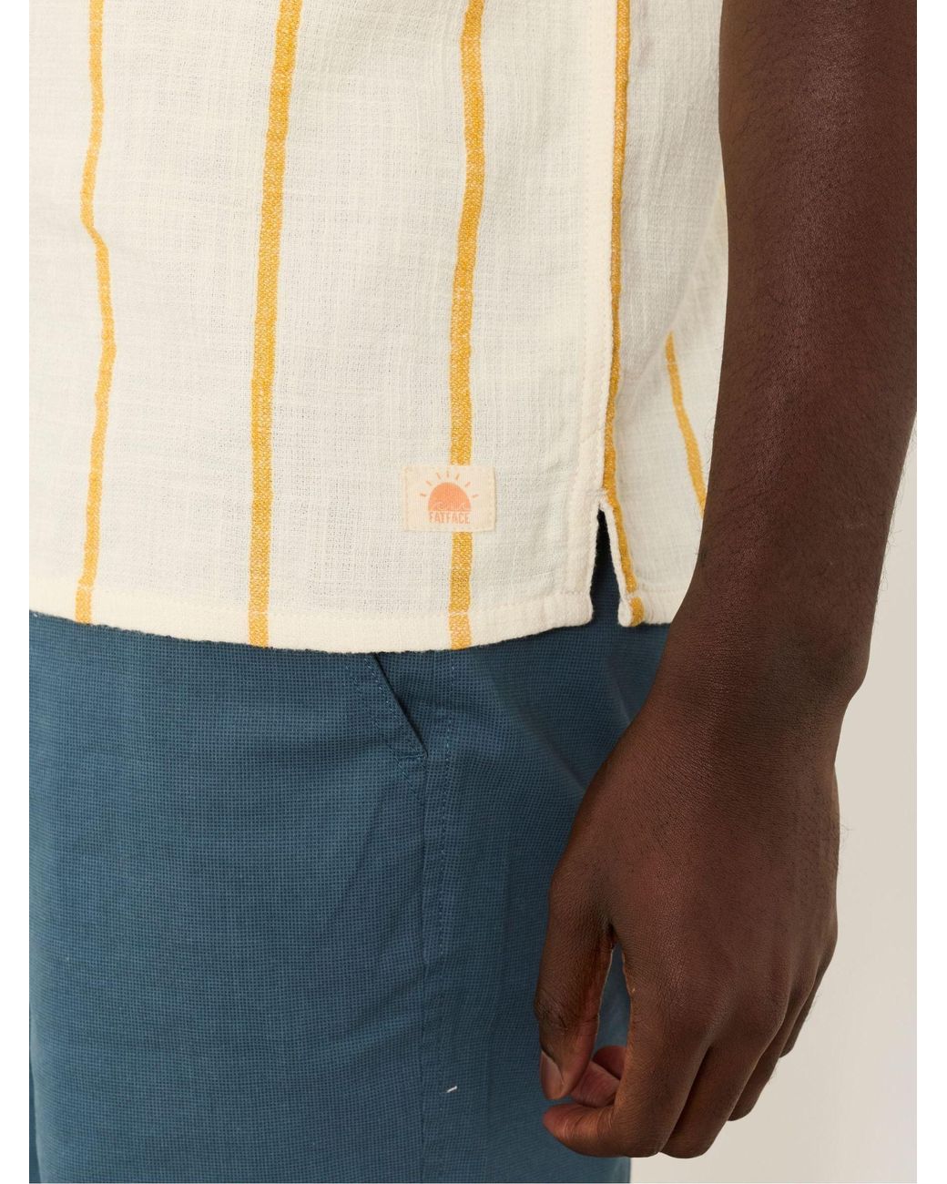 FatFace Blue Short Sleeve Relaxed Fit Brue Wide Stripe Shirt for men