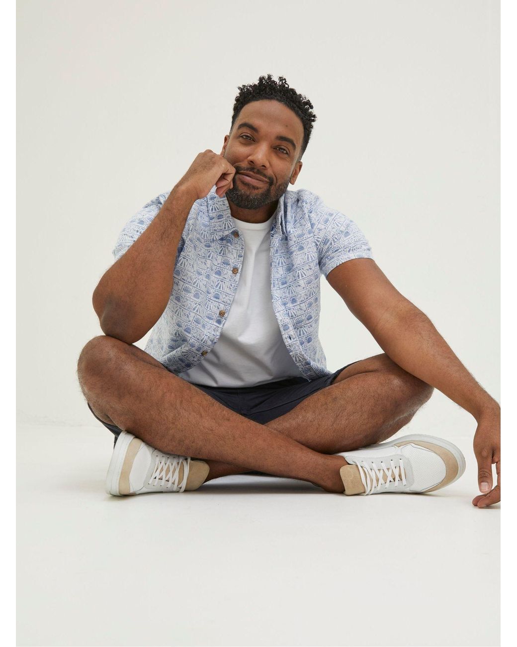 FatFace White Vintage Tile Print Shirt for men