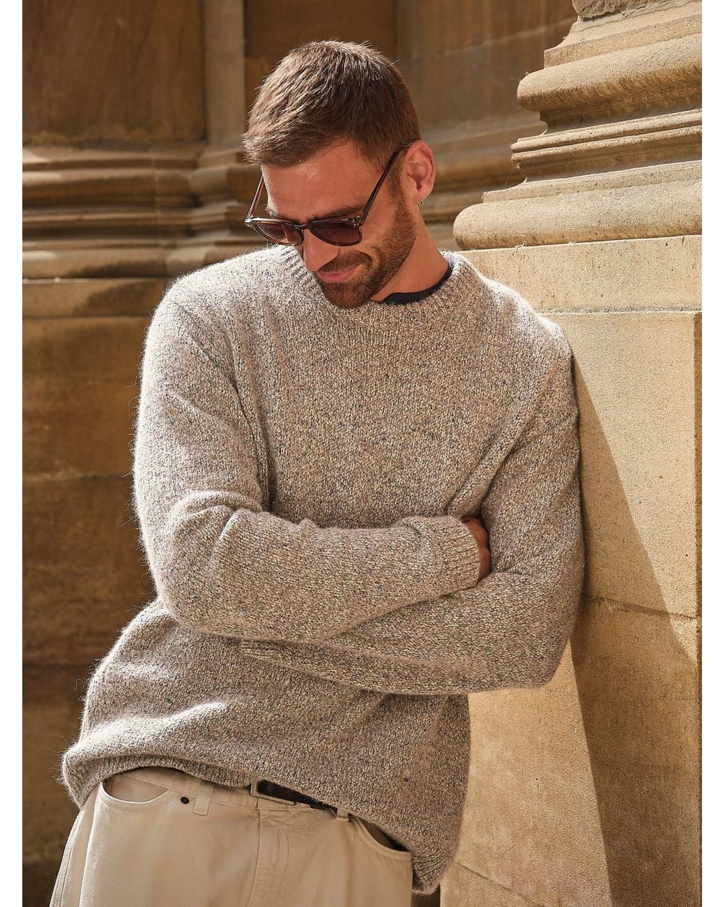 FatFace Brown Milport Knitted Crew Neck Jumper for men