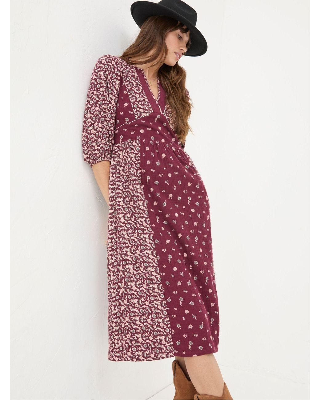 FatFace Red Kelly Wild Ditsy Midi Dress