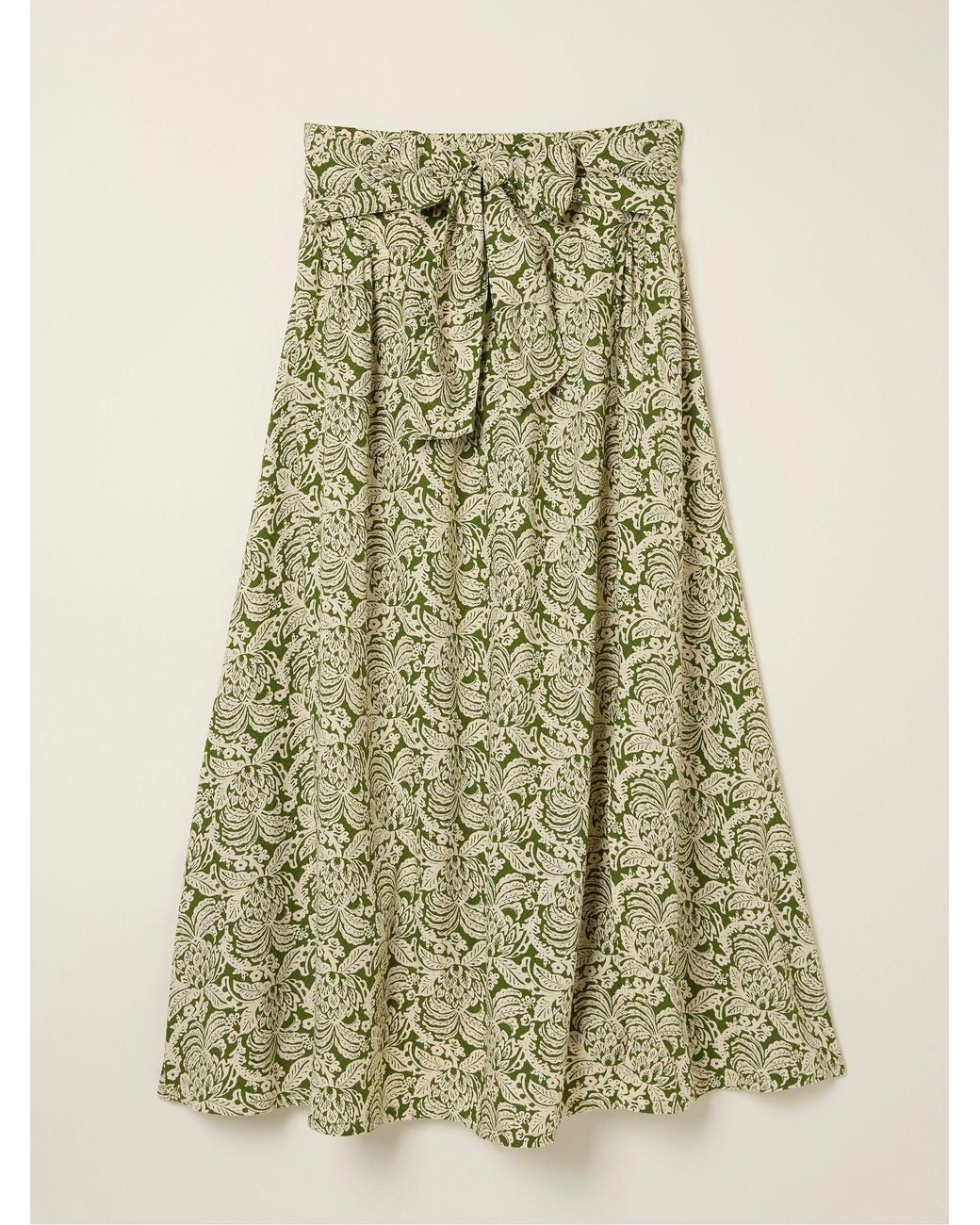 FatFace Green Sascha Damask Floral Midi Skirt