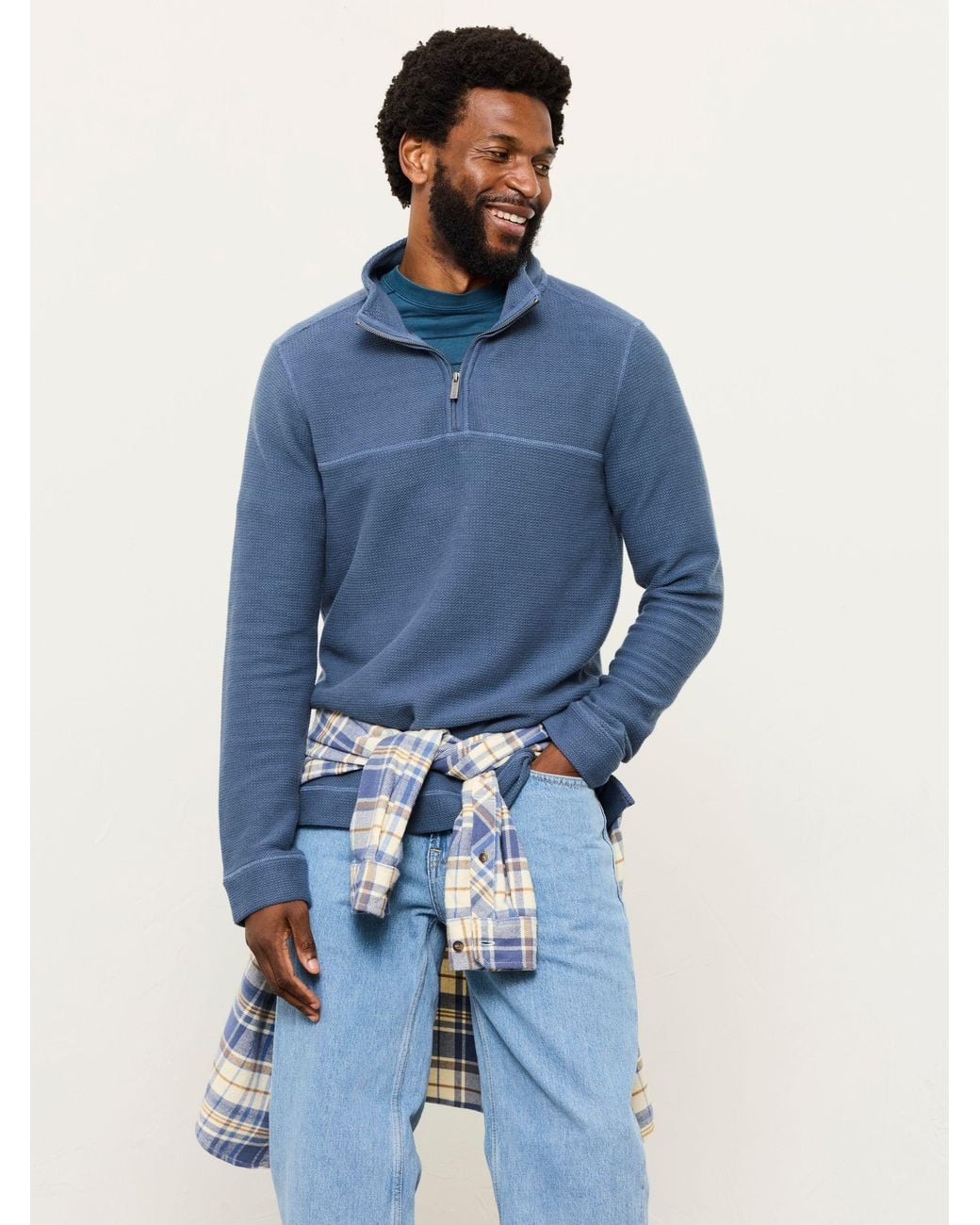 FatFace Blue Trescowe Quarter Neck Sweat for men