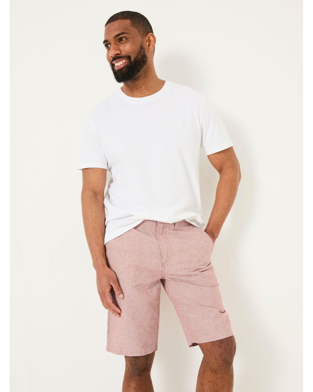 FatFace Pink Mawes Cotton Linen Chino Shorts for men