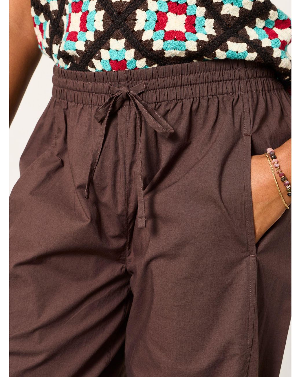 FatFace Brown River Poplin Tapered Trousers