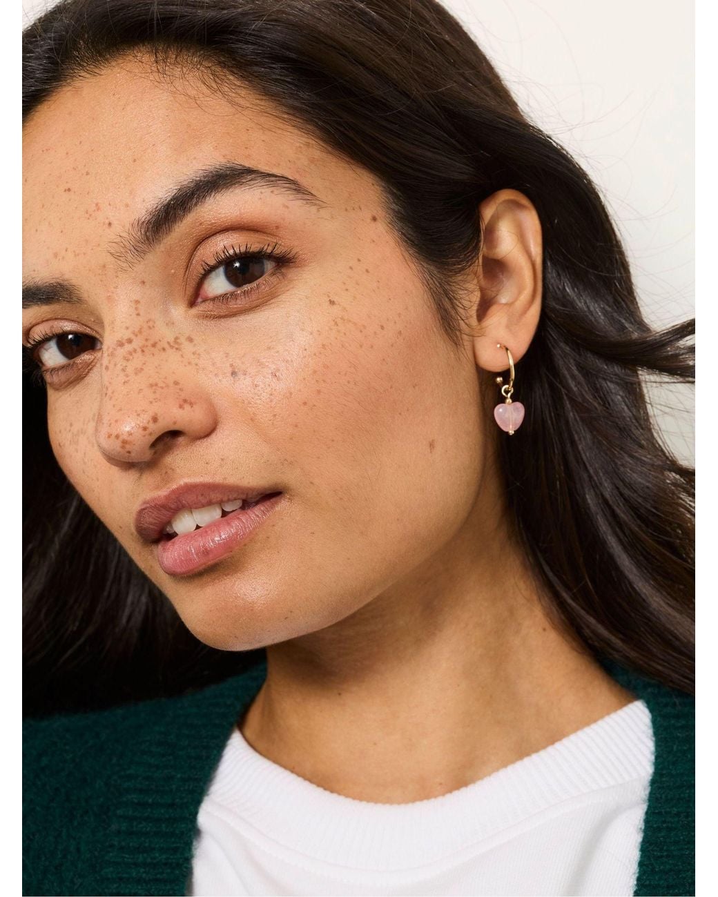 FatFace Black Heart Drop Earrings