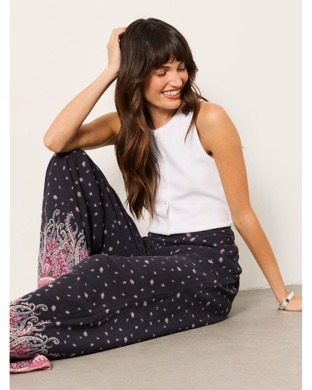 FatFace Blue Zelda Paisley Palazzo Trousers