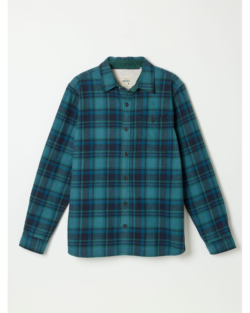 FatFace Blue Hagley Long Sleeve Check Shirt for men