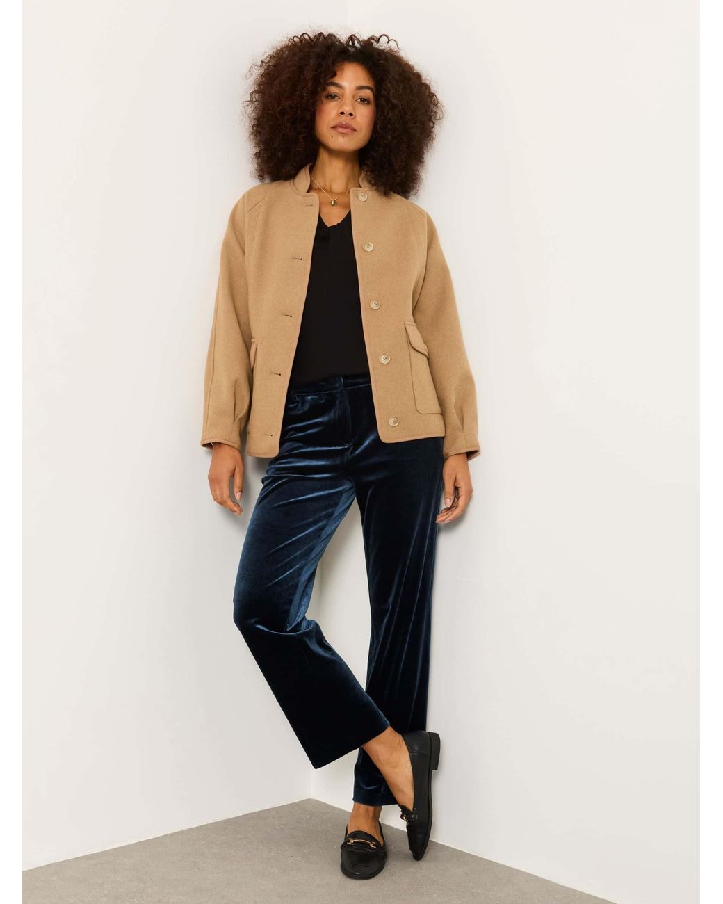FatFace Black Tilly Tapered Velvet Trousers
