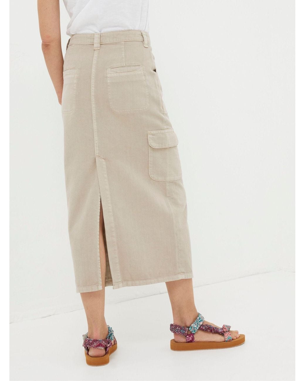 FatFace White Candace Cargo Midi Skirt