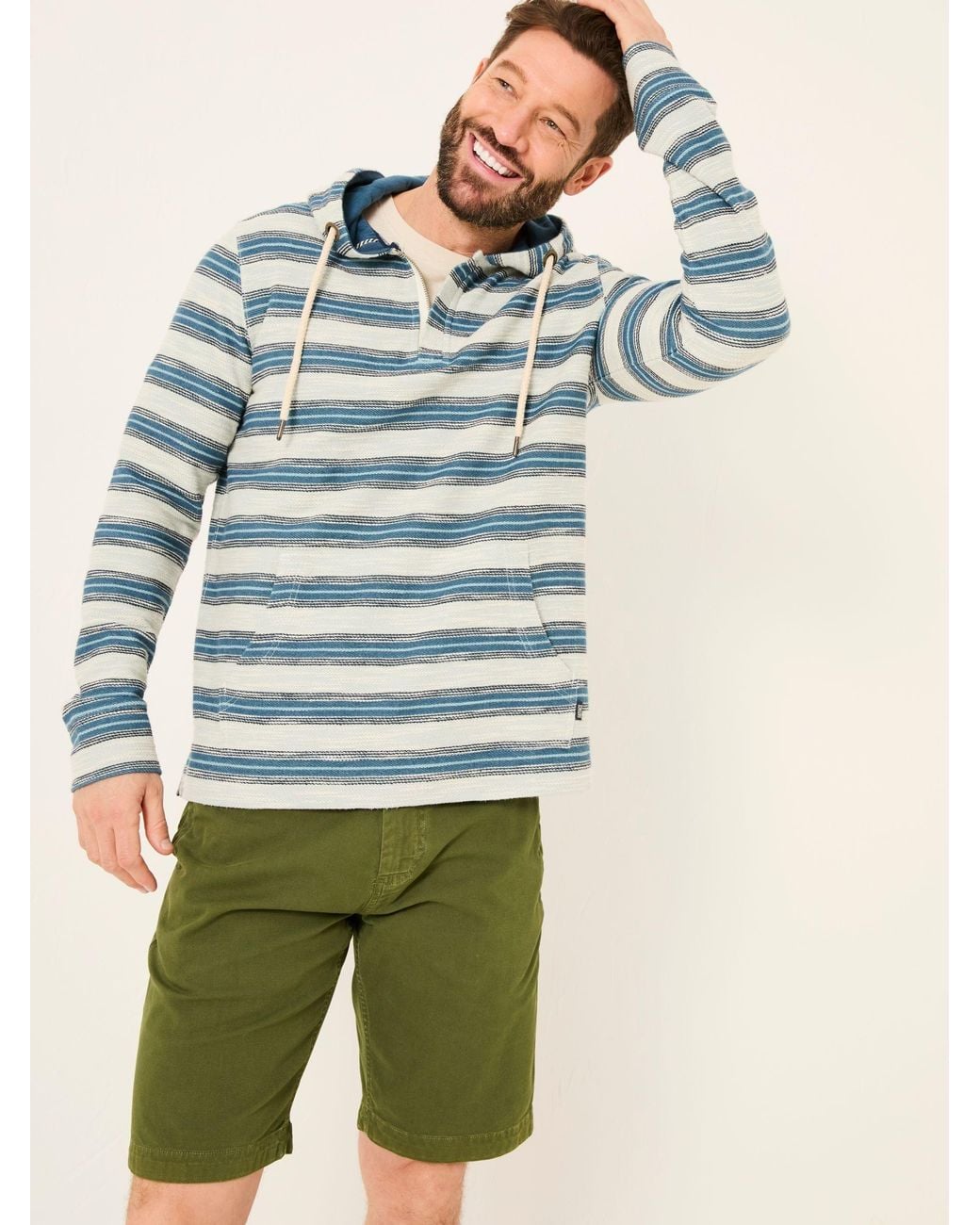 FatFace Gray Trescowe Stripe Half Zip Sweat for men