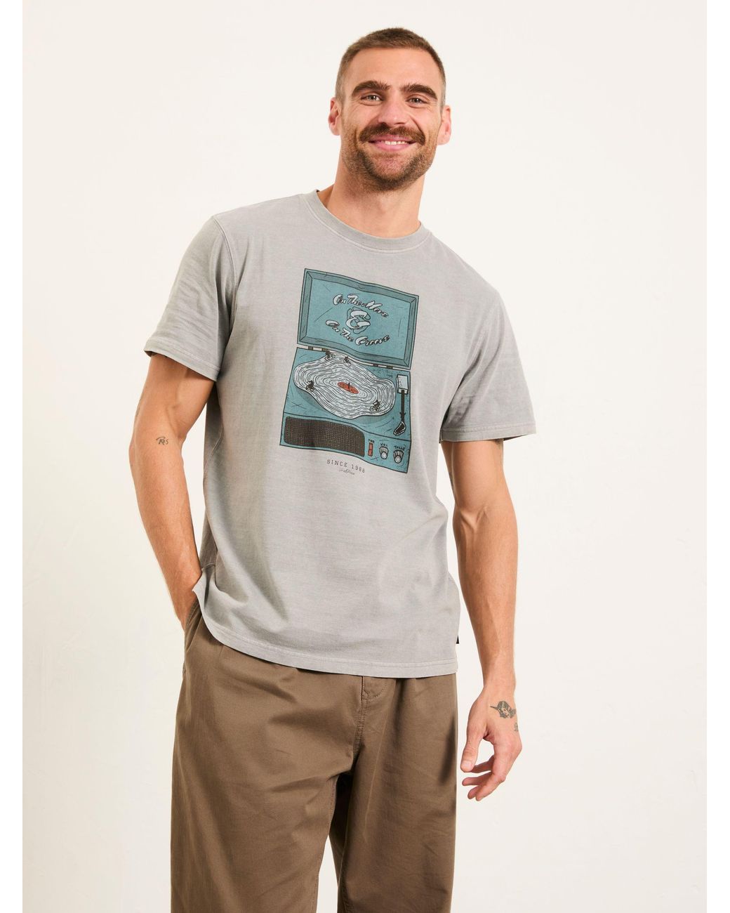 FatFace Gray Vinyl Bike Graphic Tshirt for men