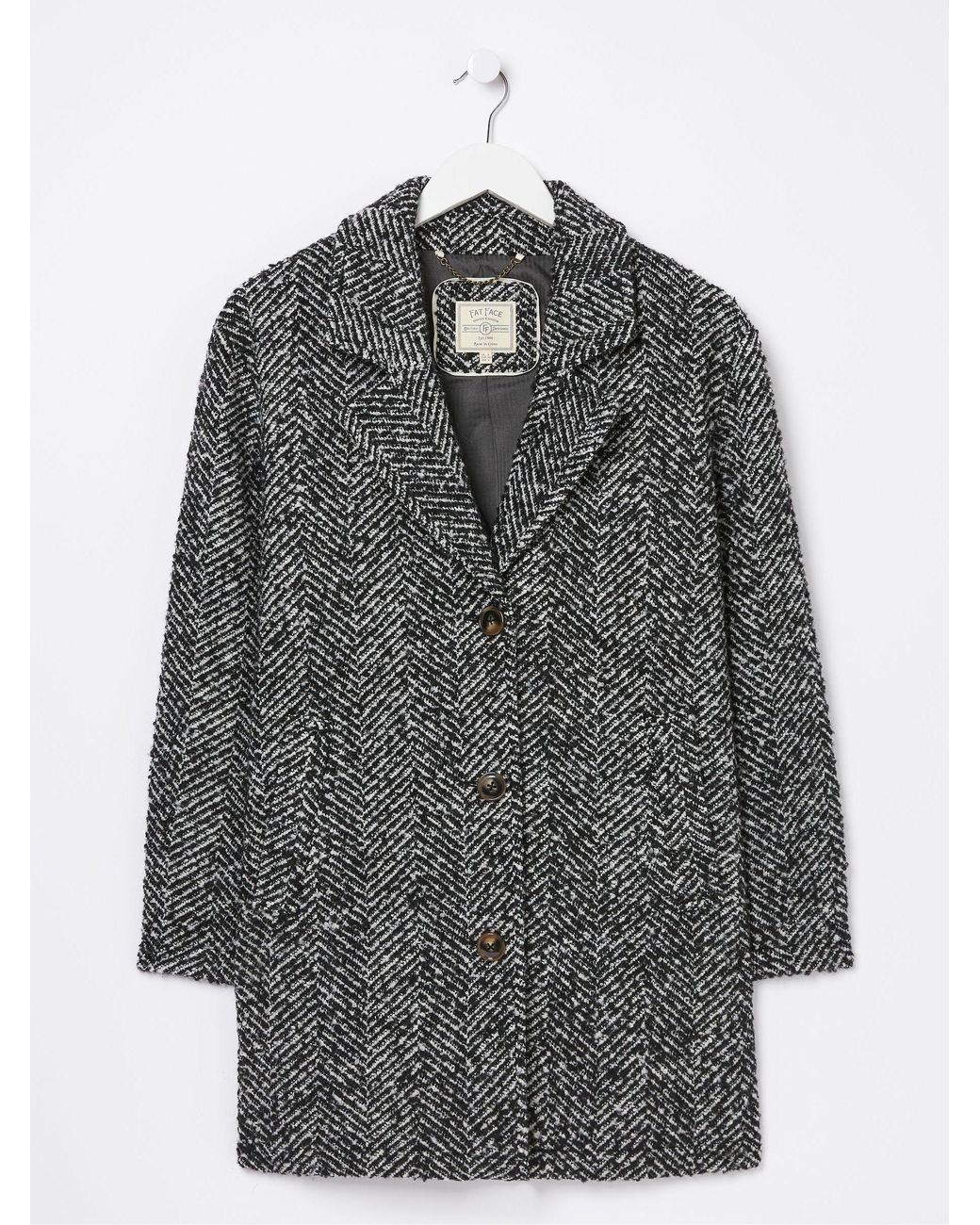 FatFace Gray Marin Wool Blend Coat