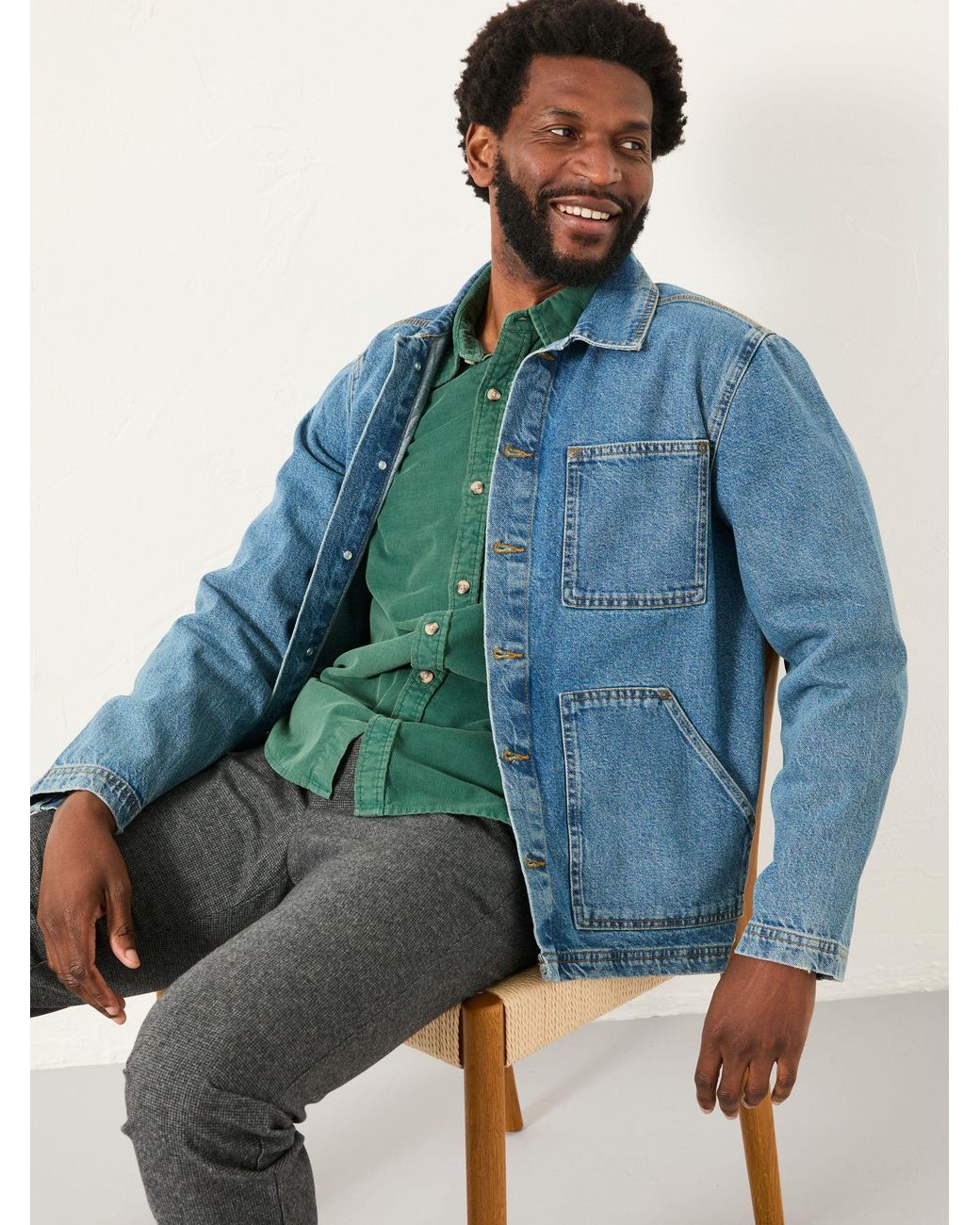 FatFace Blue Denim Worker Jacket for men